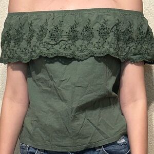 Small Green Off The Shoulder Top